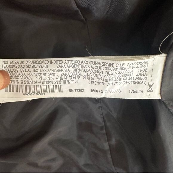 ZARA black two buttons embroidered pocket tailored slim fit blazer jacket S - Picture 10 of 14